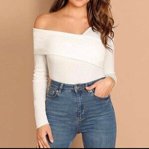 Foldover asymmetrical neck tee Size XS